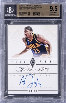 2012 Panini Flawless Basketball Team Panini Autographs #50 Anthony Davis Signed Rookie Card (#4/10) - BGS GEM MINT 9.5, BGS 10